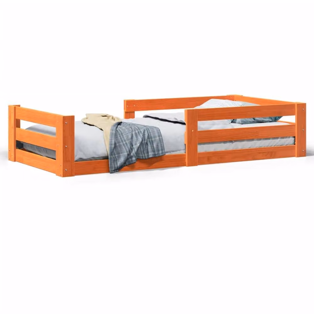 Berkfield Home Decorative Solid Wood Pine Bed Frame in Waxed Brown, W/D/H: 80 x 200 cm – 3