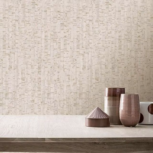 Rasch Montado Abstract Cork Effect Wallpaper in Beige, Gold and Grey