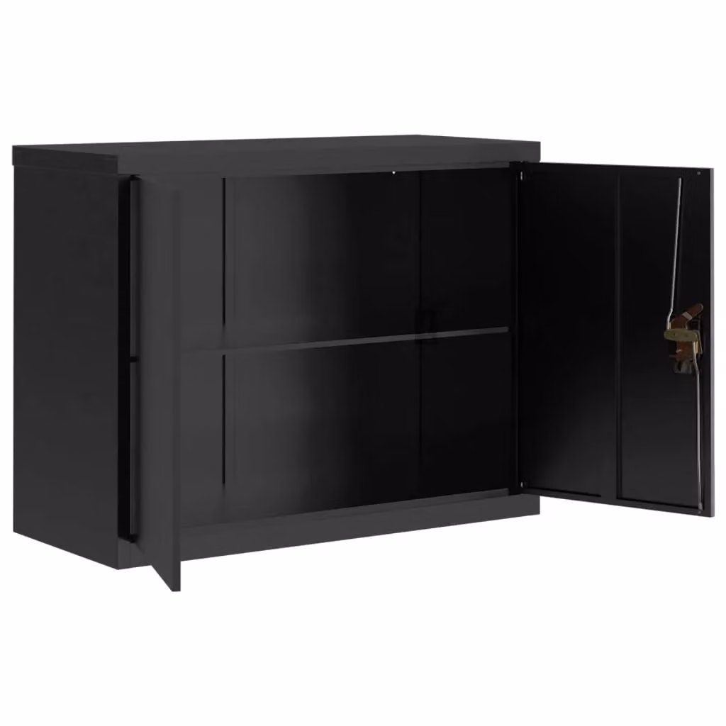 Berkfield Home Black Steel File Cabinet with Adjustable Shelves and Lock, W/D/H: 90 x 40 x 70 cm – 3