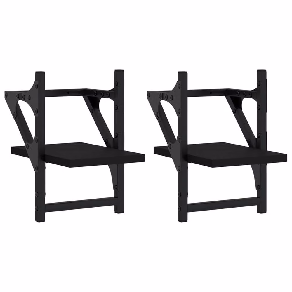 Berkfield Home Wall Mounted Shelves with Bars, 2 Piece Set, Black, W/D/H: 20 x 25 x 30 cm – 3
