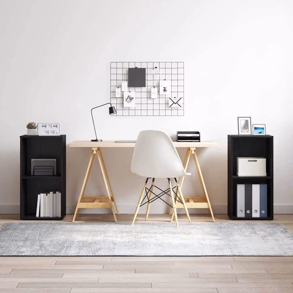 Berkfield Home 2 Piece Black Oak Engineered Wood Cube Storage Set – 2