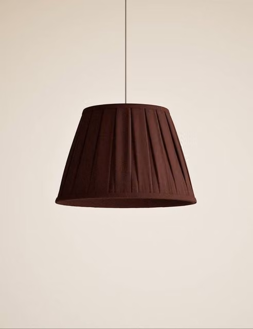 M&S Classic Wide Pleated Fabric Lampshade in Red