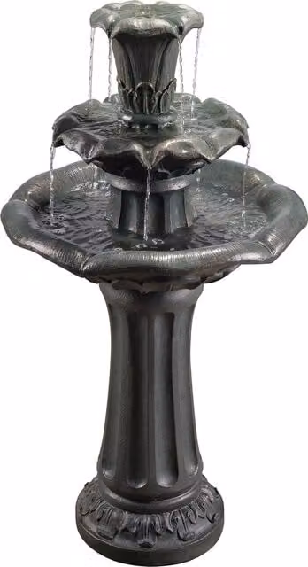 Teamson Home Grey 3-Tier Outdoor Cascade Water Fountain with Pump