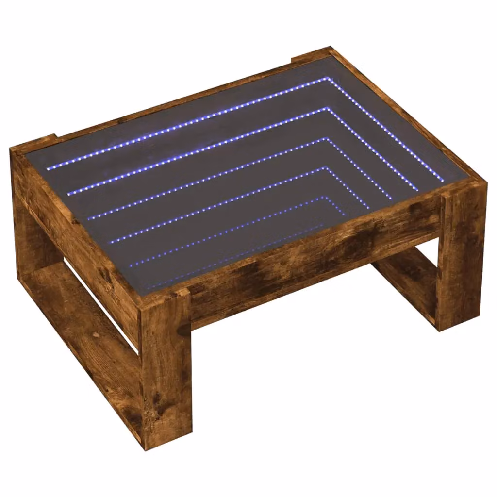 Berkfield Home Infinity LED Coffee Table in Smoked Oak Brown, W: 70 cm, D: 53 cm, H: 30 cm – 3