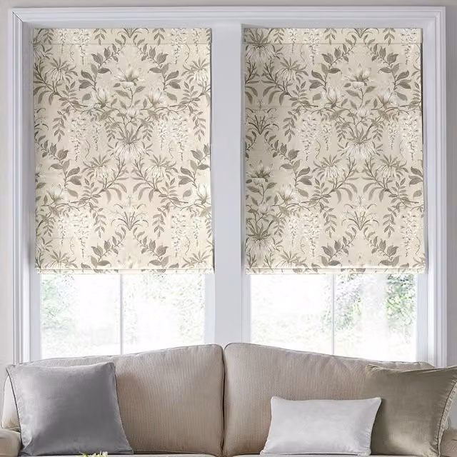 Laura Ashley Parterre Made To Measure Blackout Roman Blind in Natural Beige Floral Textile