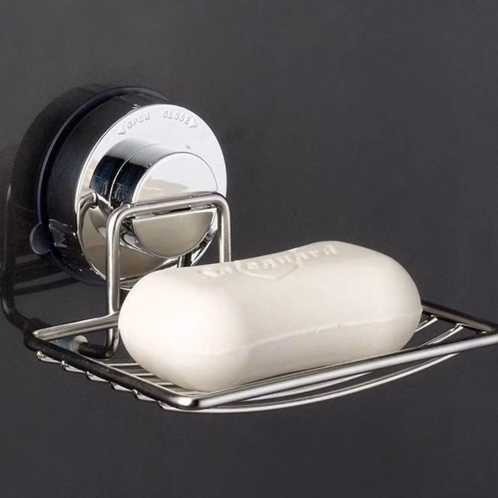 KORVIXA Silver Stainless Steel Bathroom Shower Soap Dish Holder Cup with Drainage and Suction – 3