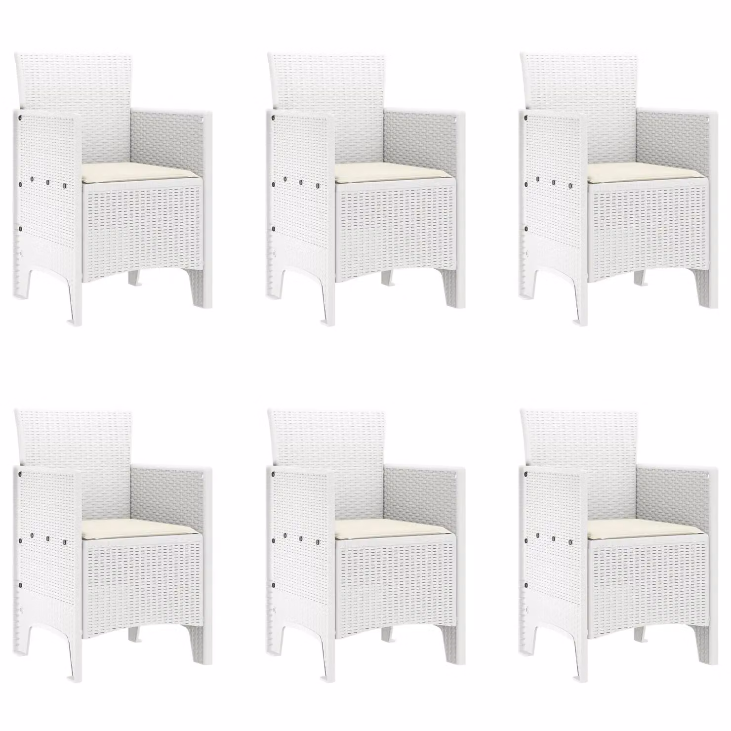 Berkfield Home 7 Piece White Poly Rattan Garden Dining Set with Cushions – 2