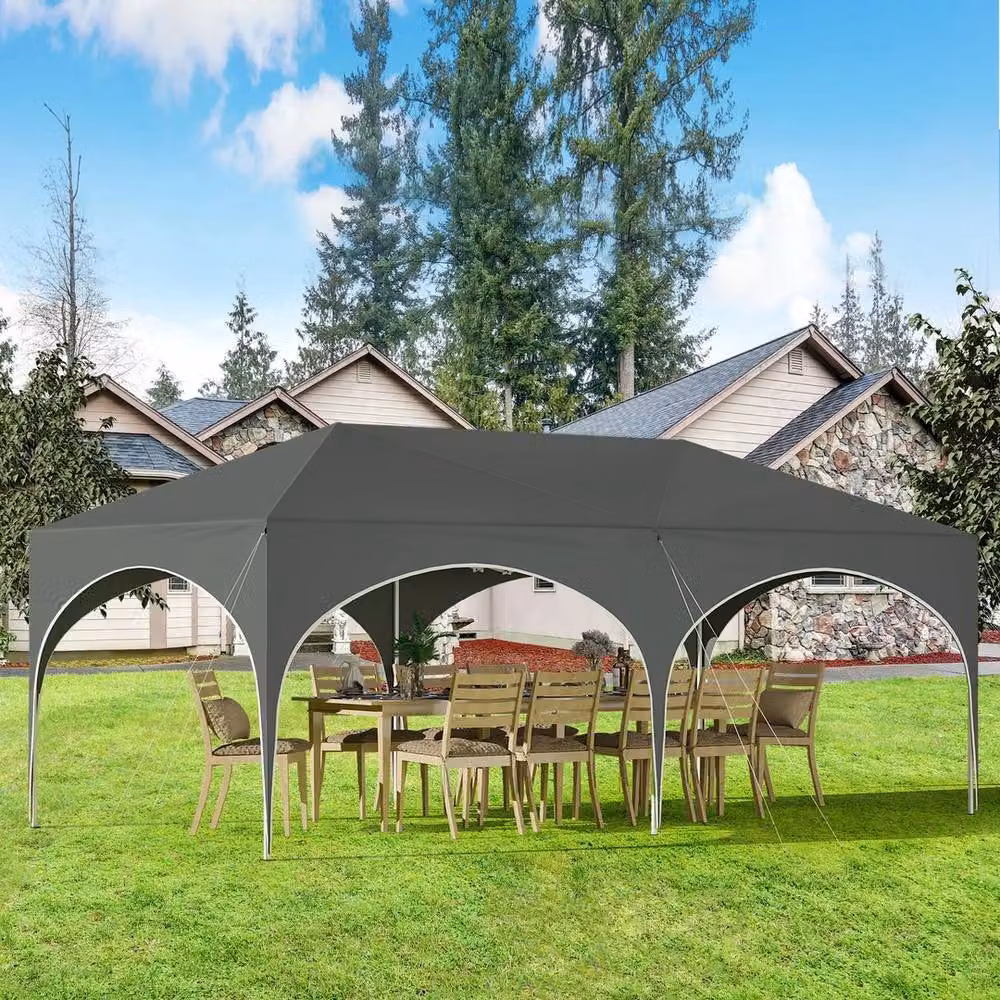 WOLTU Premium Pop Up Gazebo in Grey, W: 600 cm, D: 300 cm, H: 265 cm – 3
