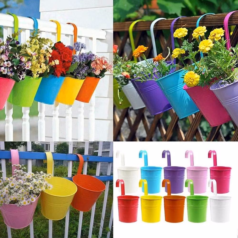SPETLEK Metal Hanging Planter Bucket in Multicolour for Ornamental and Indoor Plants – 2