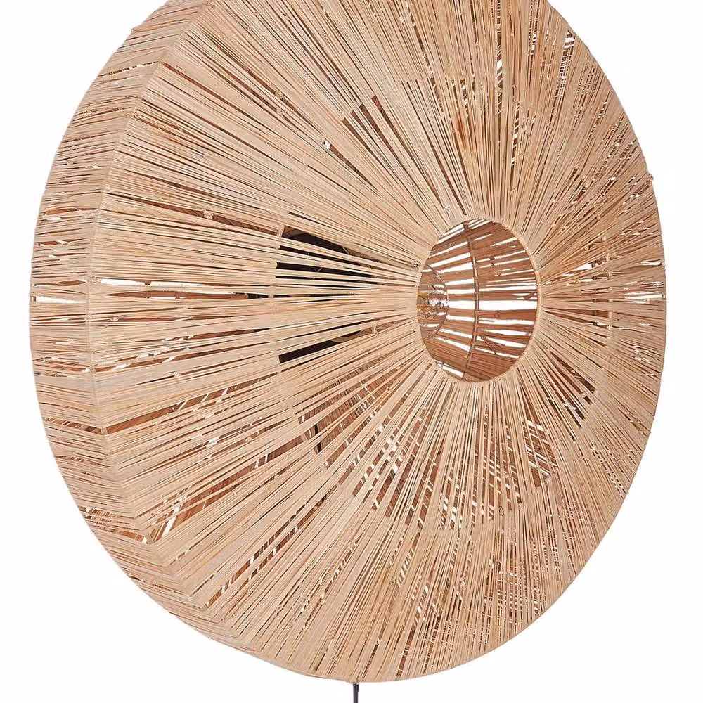 Wyld and Coco Wall Lamp with Handwoven Rattan Shade and Black Metal Base in Beige and Black – 2