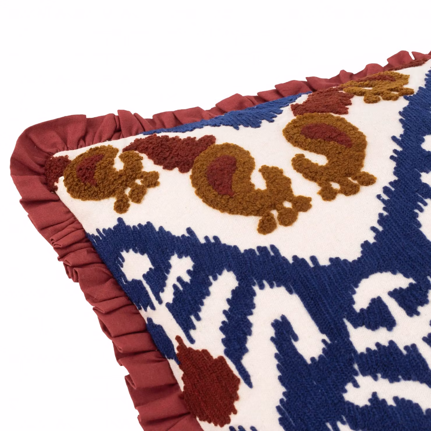 Paoletti Henderson Embroidered Cotton Square Cushion in Red and Gold, W/D/H: 45 x 45 x 45 cm – 4
