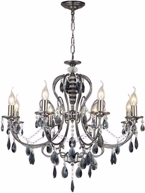 Netlighting Luna Crystal Ceiling Light with 8 E14 Sockets in Black and Chrome