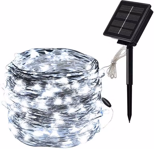 Leaper Solar Powered 200 LED Multicolour Copper Wire Waterproof Light String in White
