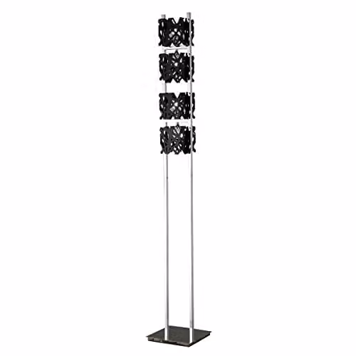 Netlighting Tokio Modern 4 Light G9 Floor Lamp in Gloss Black and Polished Chrome