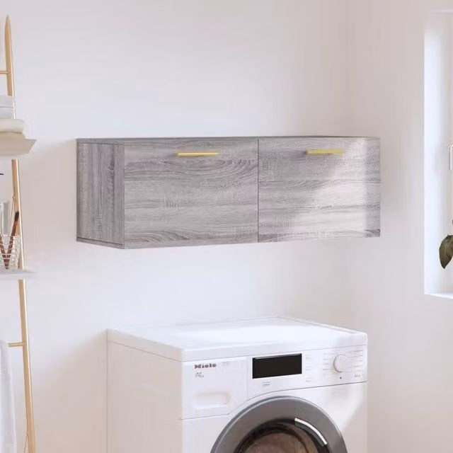 Berkfield Home Wall Mounted Cabinet in Grey, W: 100 cm, D: 36.5 cm, H: 35 cm
