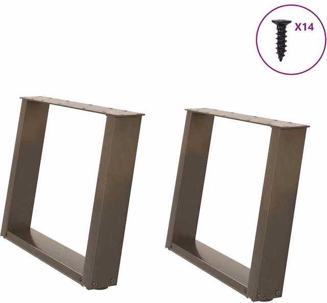 Berkfield Home U-Shaped Coffee Table Legs, 2 Pieces, Brown Steel – 1