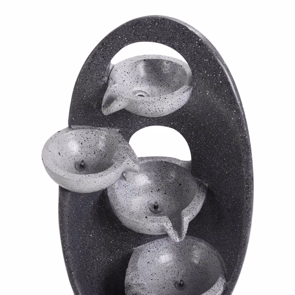 Living and Home 4-Tier Solar Powered Cascade Garden Water Fountain in Grey, W/D/H: 26 x 26 x 68 cm – 6