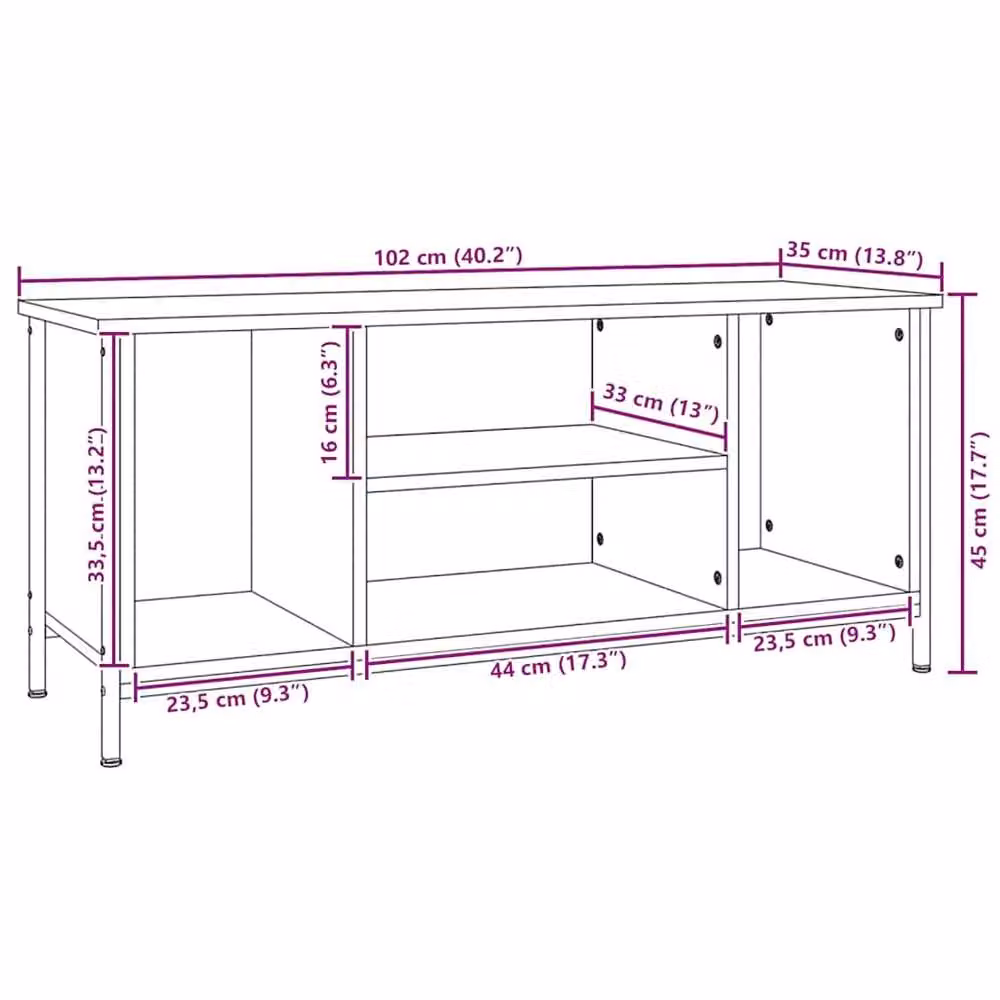 Berkfield Home TV Cabinet in Smoked Oak Brown, W/D/H: 102 x 35 x 45 cm – 5