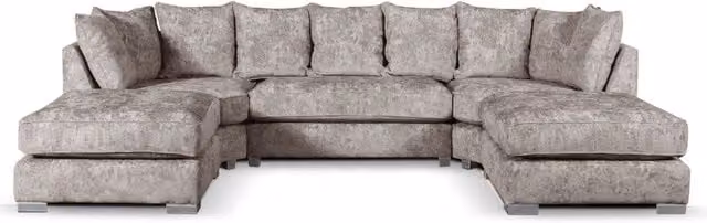 Furnishings For Less UK Bishop U-Shape 5 Seater Fabric Sofa in Beige Truffle with Scatter Back