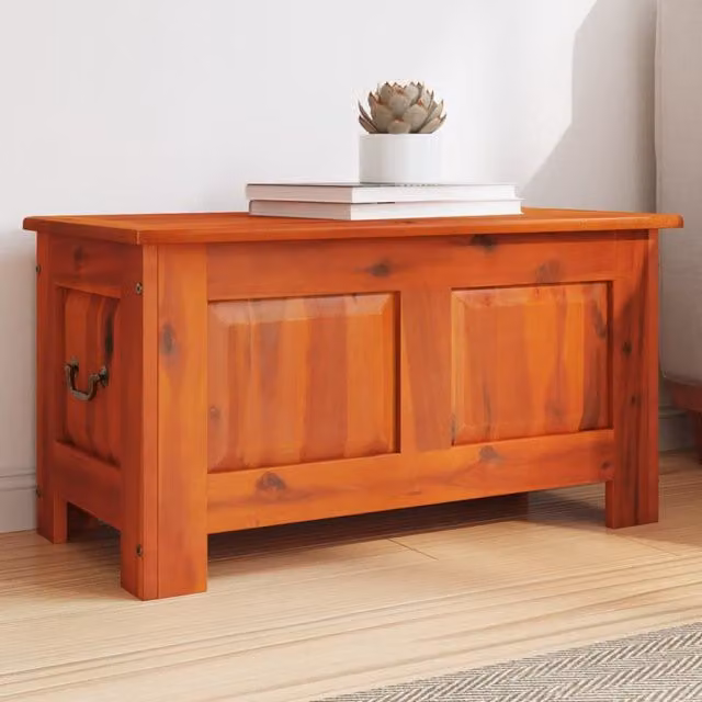 Berkfield Home Brown Acacia Solid Wood Storage Chest with Soft Close Lid – 1