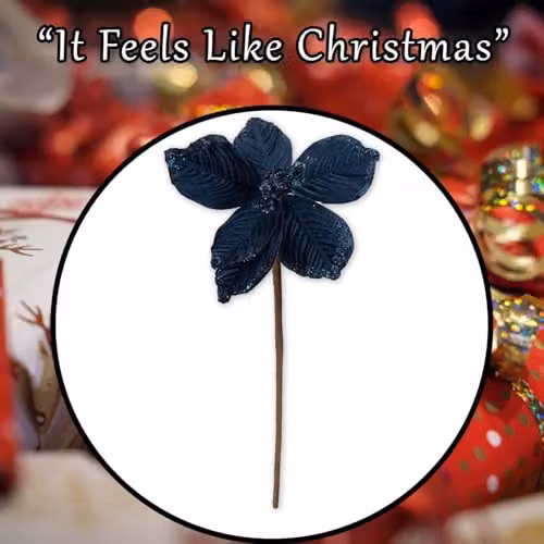 VFM e-Store Blue Fabric Poinsettia Christmas Pick, W/H: 32 x 18 cm – 7