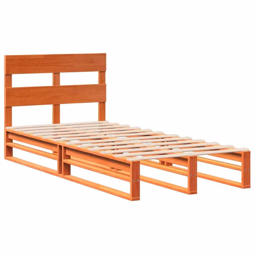 Berkfield Home Single Solid Wood Pine Bed Frame in Wax Brown, W/D/H: 90 x 190 cm – 2