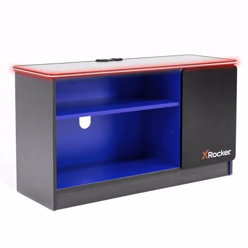 X Rocker Carbon-Tek Media Centre TV Stand with RGB LED Lighting and Storage, Grey & Blue, Width: 100 cm – 3
