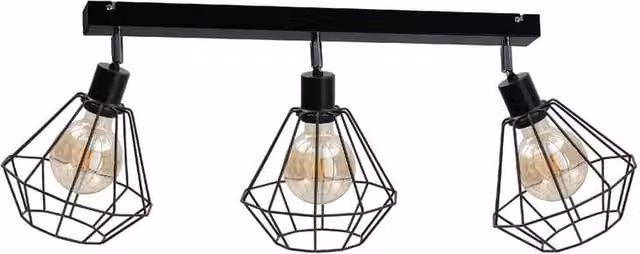 Netlighting Foskal Black Metal Ceiling Spotlight Bar, 65cm, 3x E27, Dimmable