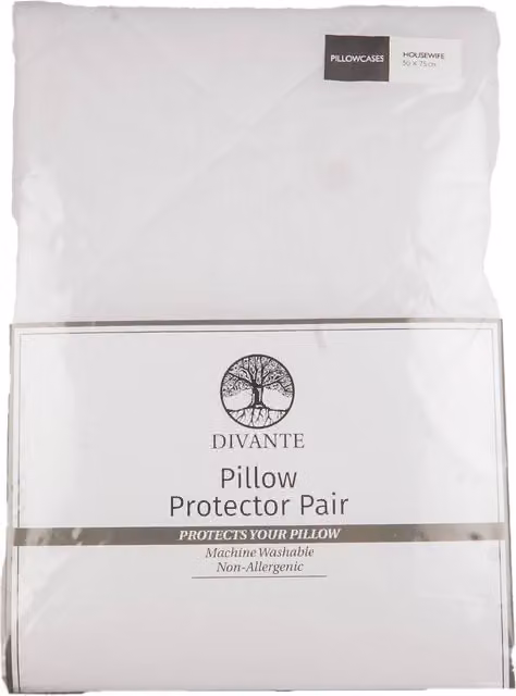 Divante Pair of White Cotton and Polyester Pillow Protectors