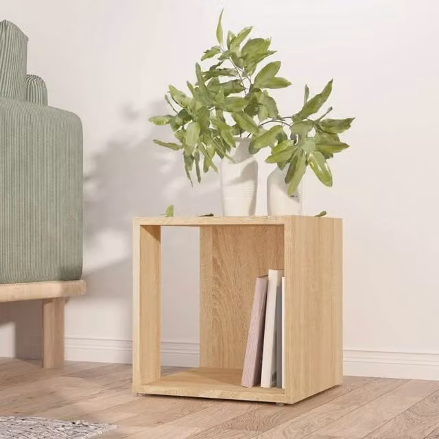 Berkfield Home Sonoma Oak Side Table in Brown, W/D/H: 33 x 33 x 34.5 cm – 1