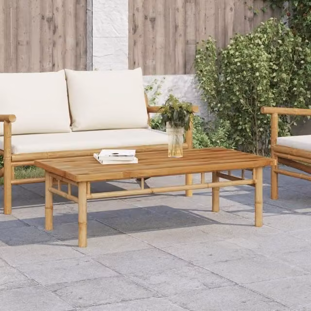 Berkfield Home Modern Bamboo Coffee Table in Brown, W/D/H: 110 x 55 x 35 cm – 1