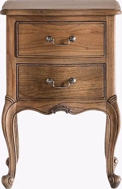 Perch & Parrow Opera Weathered Vintage Wood Bedside Table in Brown and Natural