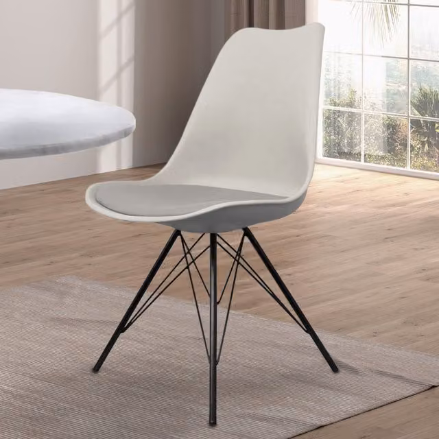 Fusion Living Soho Plastic Dining Chair with Black Metal Legs - Light Grey