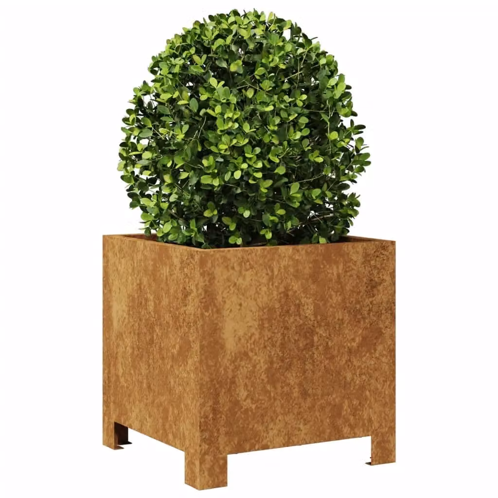 Berkfield Home Garden Corten Steel Planter Set in Brown, 2 Pieces, W/D/H: 30 x 30 x 30 cm – 3