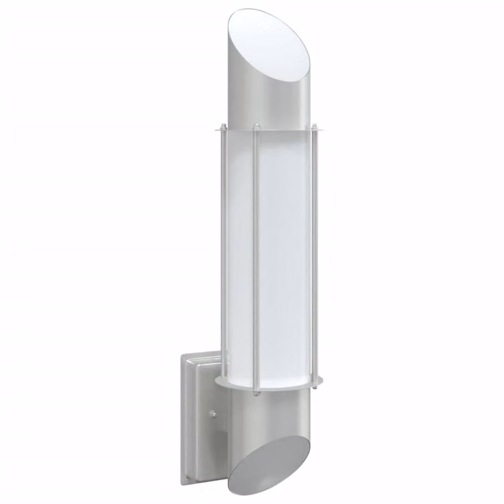 Berkfield Home Modern Cylinder Outdoor Wall Light in Silver Stainless Steel – 2