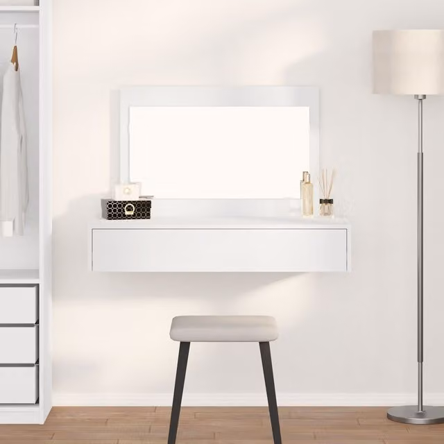 Berkfield Home White Wall Hanging Dressing Table W/D/H: 100 x 40 x 70 cm