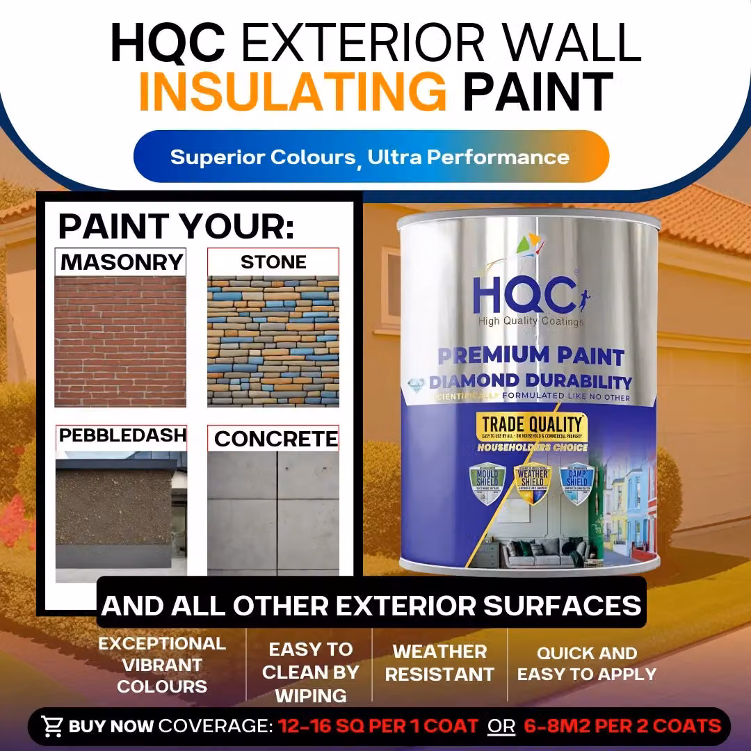 HQC PAINTS Exterior Wall Insulating Masonry Paint, Light Yellow, 5 l – 3