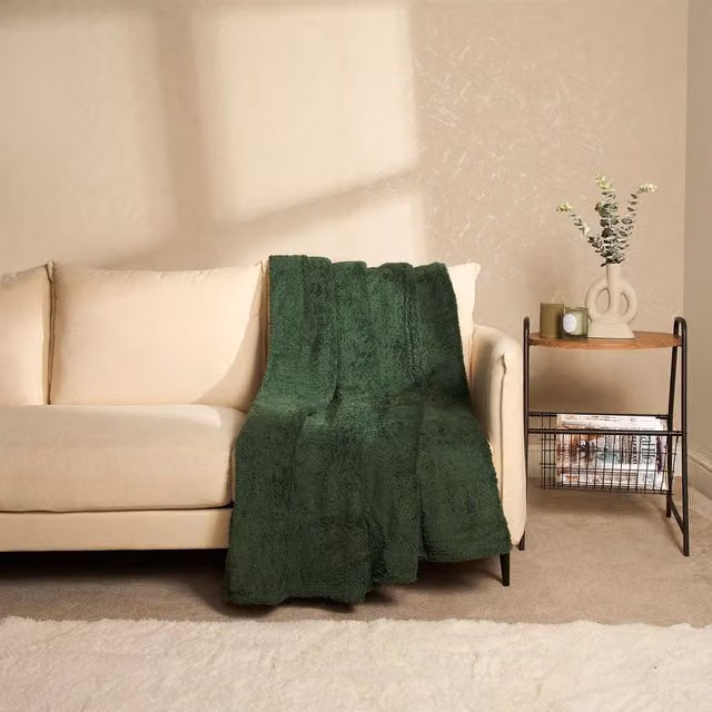 OHS Teddy Fleece Throw Blanket, Green, W/D/H: 125 x 150 cm – 4