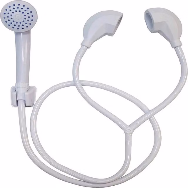 VOGREX White Matt Dog Tap Attachment Shower Kit with 1.3m Hose