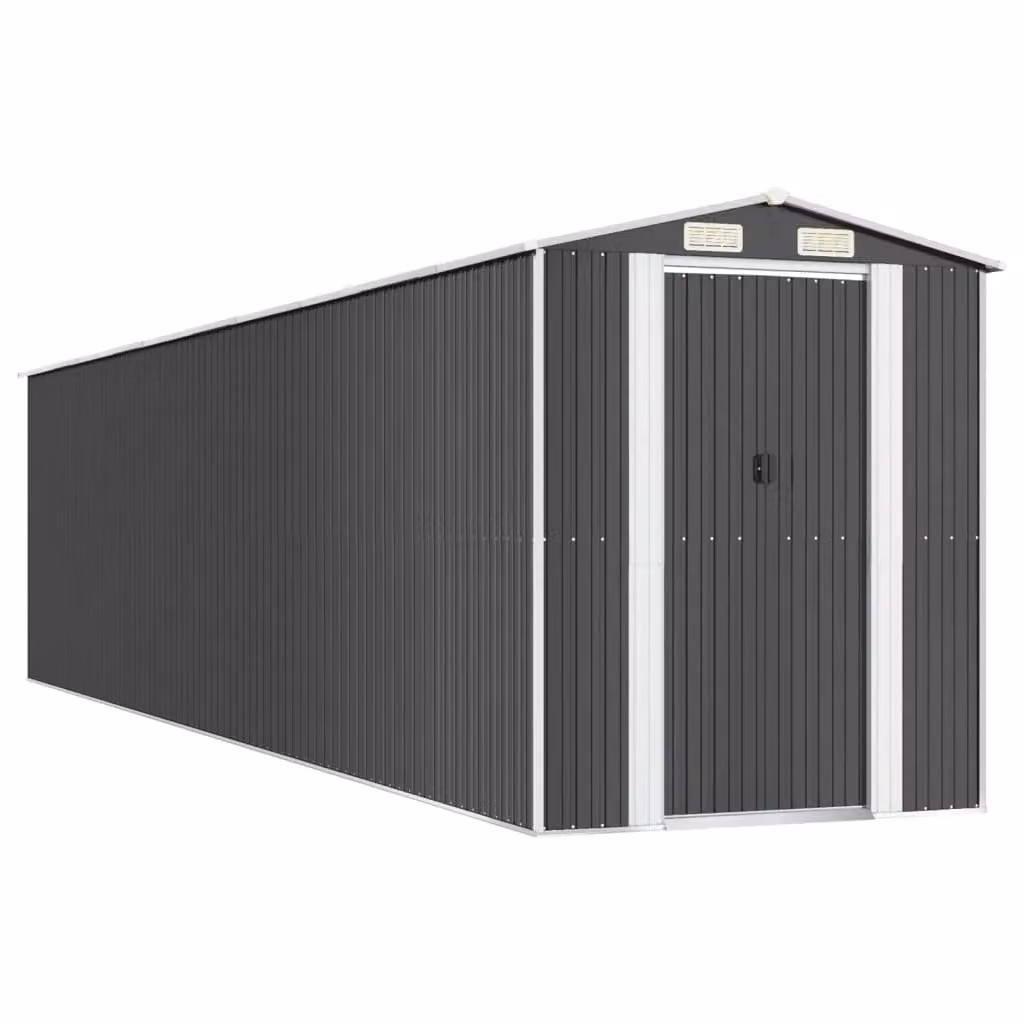Berkfield Home Anthracite Garden Shed in Galvanised Steel with Sliding Doors and Side Vent, W/D/H: 192 x 855 x 223 cm – 2