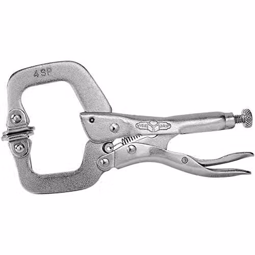 Irwin Visegrip VIS4SP 100mm 4-inch Locking C-Clamp with Swivel Pad, Silver