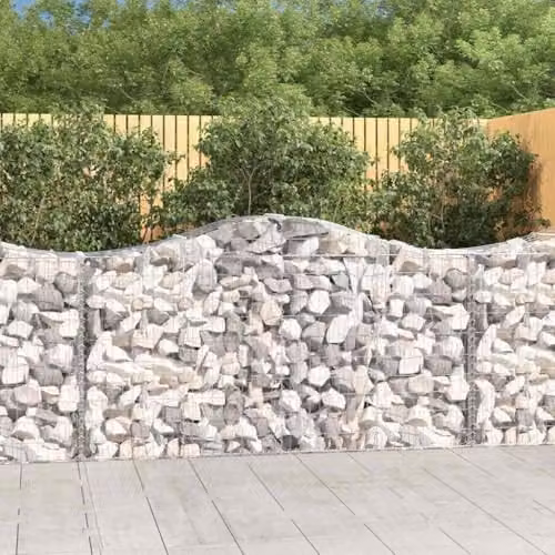 vidaXL 18-Piece Arched Gabion Baskets in Silver Galvanised Steel, W/D/H: 200 x 50 x 100/120 cm – 2