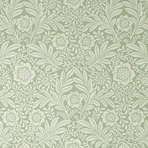 Crown Camille Damask Sage Green Non-Woven Floral Abstract Washable Wallpaper Roll – 1