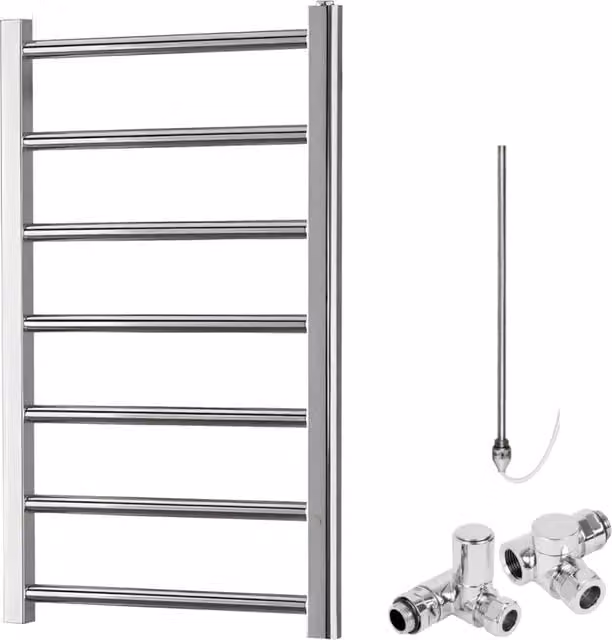 SolAire Heating Products Silver Metal Towel Rail, Height: 80 cm