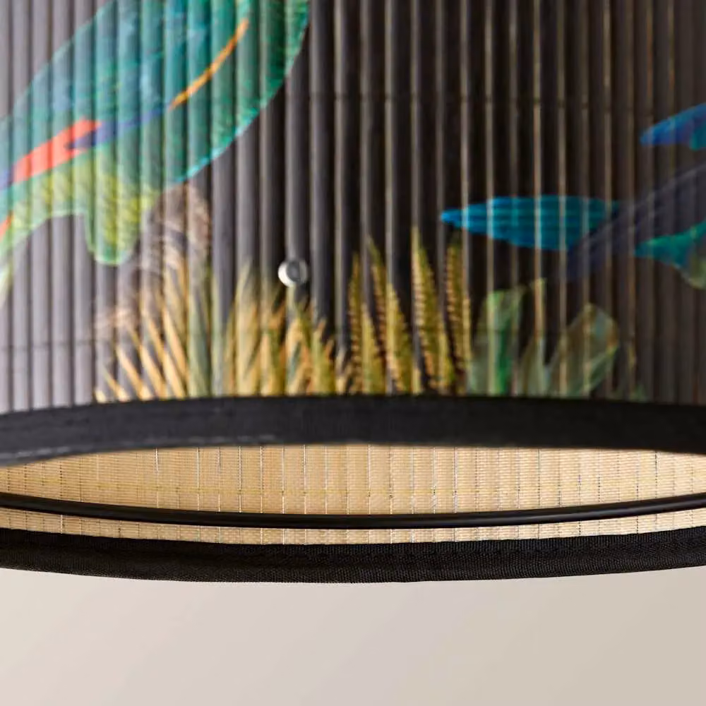 ValueLights Daintree Bamboo Drum Lamp Shade in Black and Sand, Diameter: 25 cm – 4