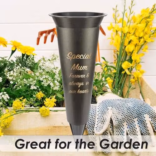 VFM e-Store Memorial Ornament Flower Pot, Black, W/D/H: 32.5 x 10 x 10 cm – 3