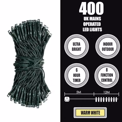 VFM e-Store 400 LED Warm White Christmas Fairy String Lights for Indoor and Outdoor Use – 2