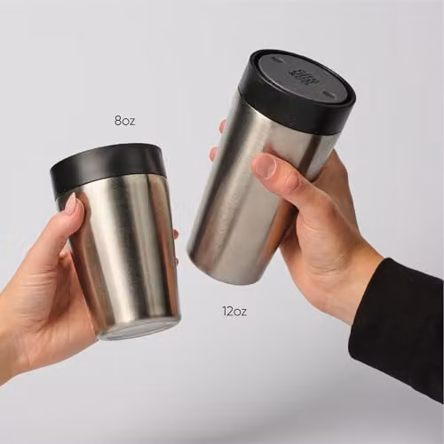 Circular & Co Stainless Steel Insulated Travel Mug with Lid, 355ml, Silver or Black – 6