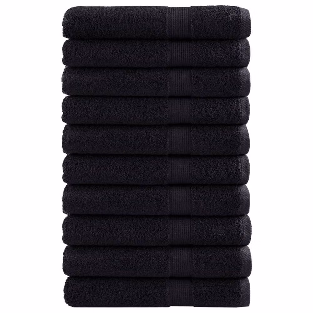 Berkfield Home SOLUND Premium Cotton Sauna Towels, Black, 10 Pack, W: 80 cm, L: 200 cm, 600 gsm – 2