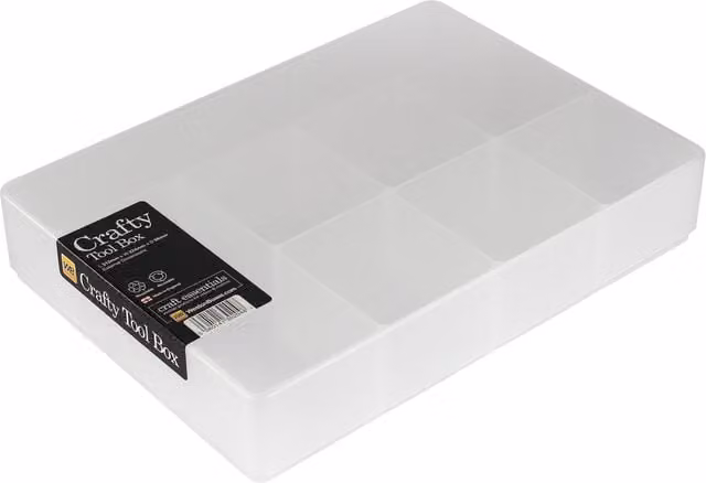 WestonBoxes Crafty Tool Storage Box with Lid and Fixed Dividers, Silver and Transparent Plastic, Pack of 5